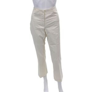 Sharis Womens Creased Straight Leg Khaki Pants White Cotton Size EUR 50